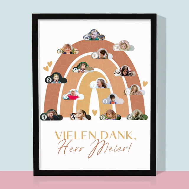 Fotocollage: Lehrer Regenbogen - Druck Mit Rahmen 30X40