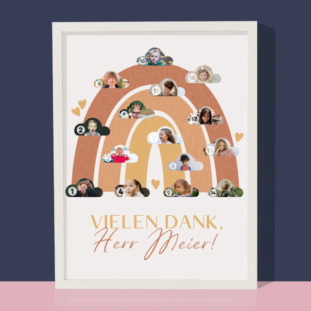 Fotocollage: Lehrer Regenbogen - Druck Mit Rahmen 30X40