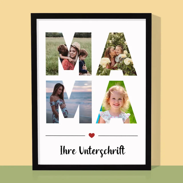 Buchstaben-Collage: Mama - Druck Mit Rahmen 30X40