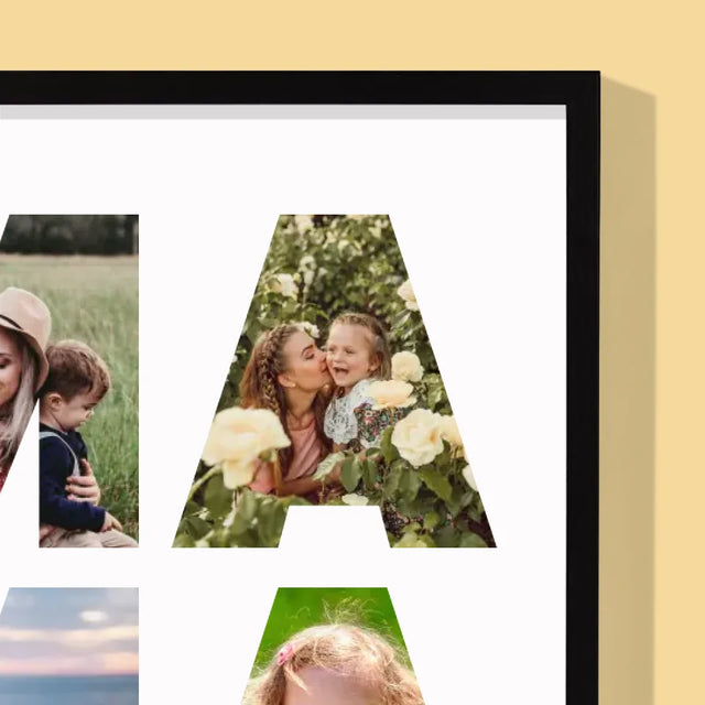 Buchstaben-Collage: Mama - Druck Mit Rahmen 30X40