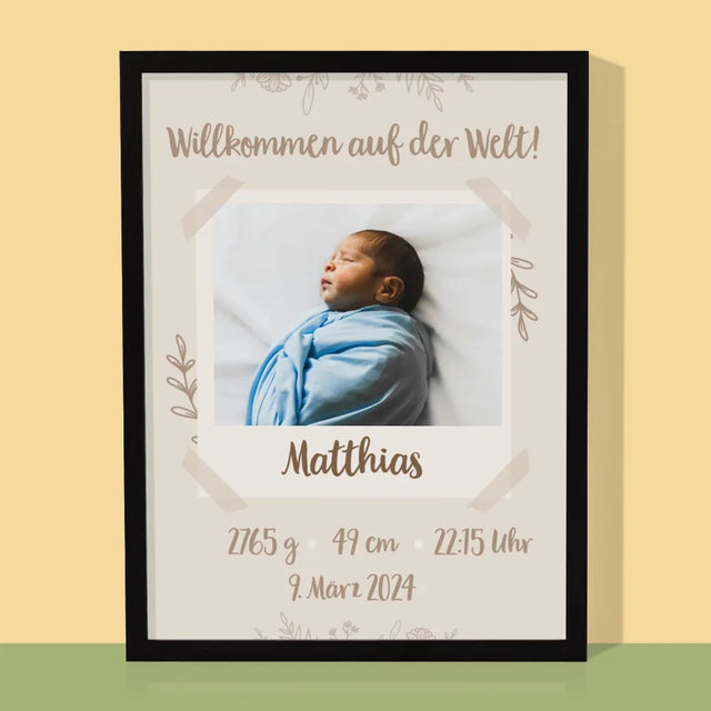 Geburtsdatum: Geburtsdatum Blätter - Druck Mit Rahmen 30X40