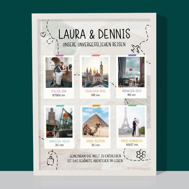 Unsere Geschichte: Unsere Unvergesslichen Reisen - Druck Mit Rahmen 30X40