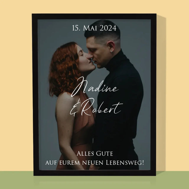 Foto Und Unterschrift: Hochzeitsfoto Glückwünsche - Druck Mit Rahmen 30X40