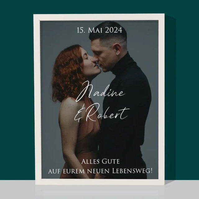 Foto Und Unterschrift: Hochzeitsfoto Glückwünsche - Druck Mit Rahmen 30X40