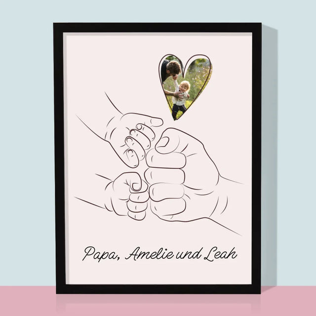 Foto Und Unterschrift: Papa Baby Hand - Druck Mit Rahmen 30X40