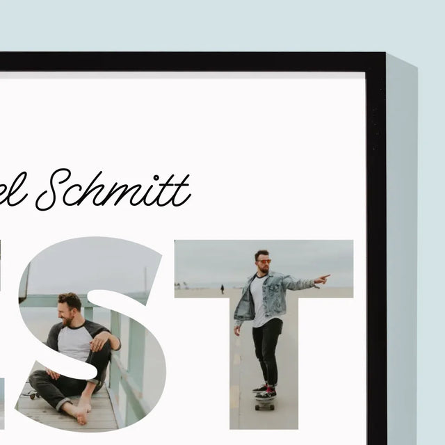 Buchstaben-Collage: Best Teacher - Druck Mit Rahmen 30X40