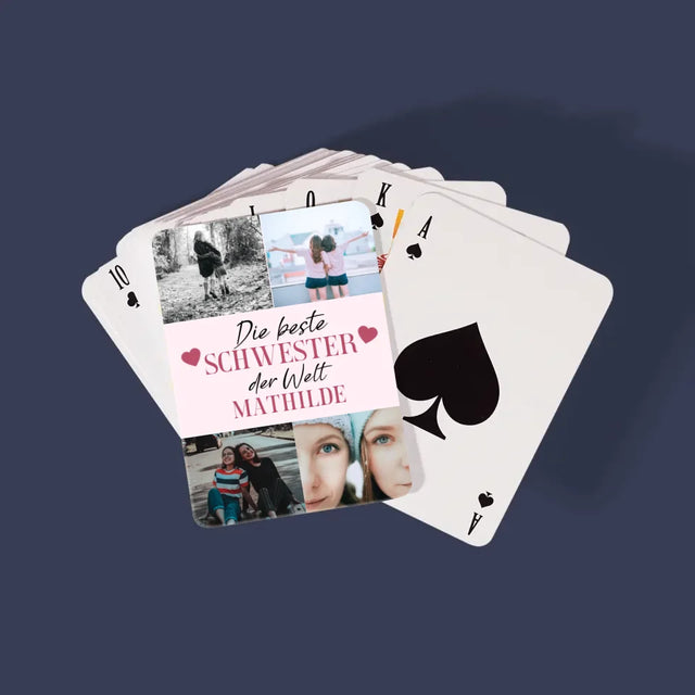 Fotocollage: Beste Schwester Der Welt - Spielkarten