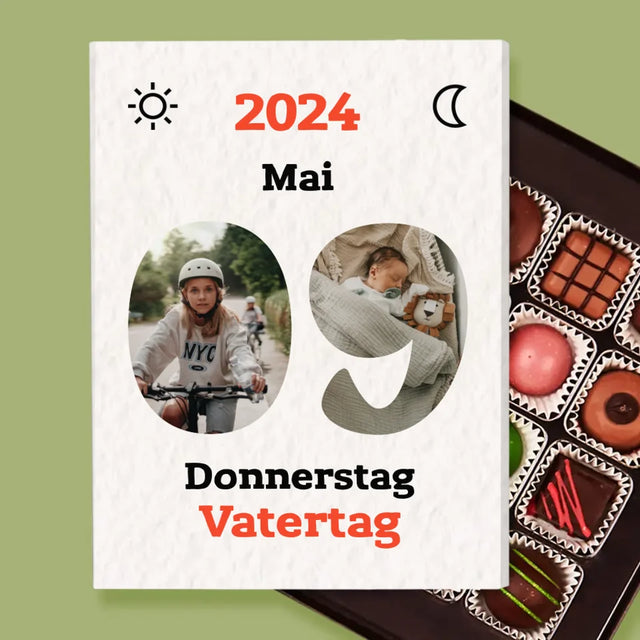 Buchstaben-Collage: Vatertag Kalenderblatt - Pralinen