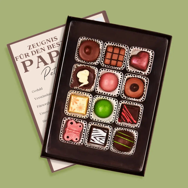 Fotocollage: Papa-Zeugnis - Pralinen