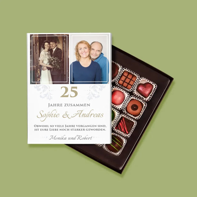 Fotocollage: 25 Jahre Zusammen - Pralinen