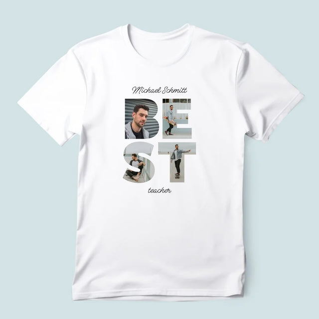 Buchstaben-Collage: Best Teacher - T-Shirt Für Herren