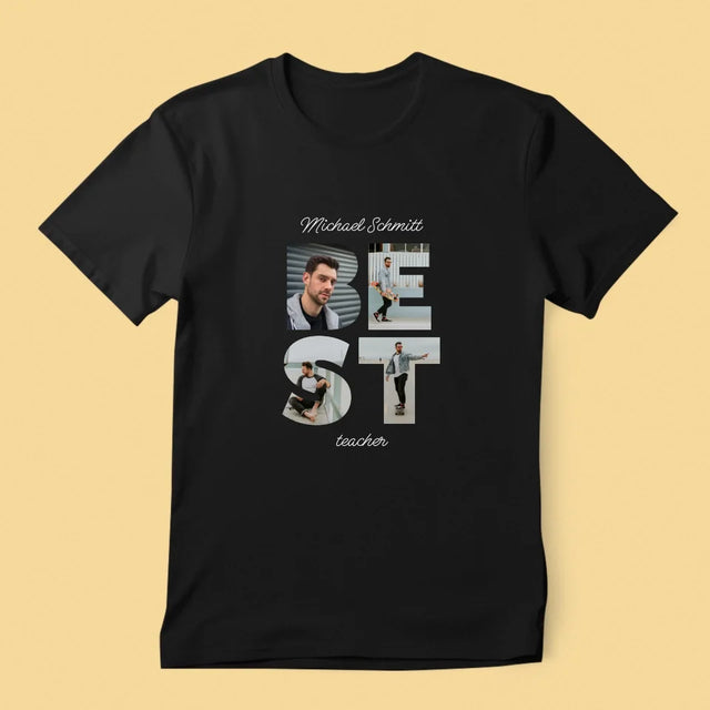 Buchstaben-Collage: Best Teacher - T-Shirt Für Herren