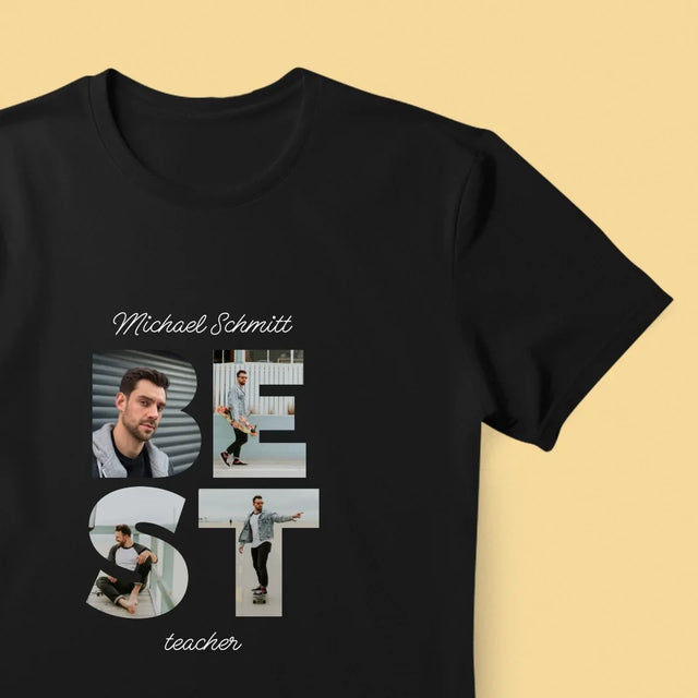 Buchstaben-Collage: Best Teacher - T-Shirt Für Herren