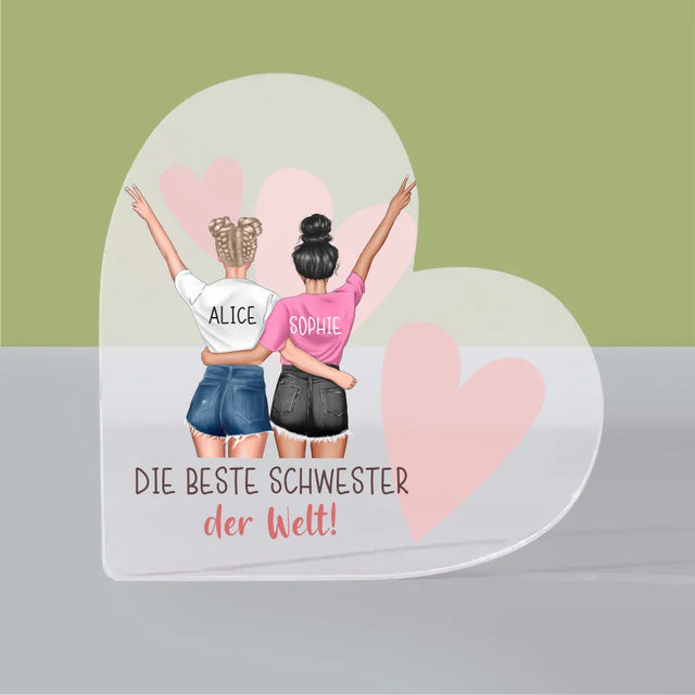 Avatar Creator: Beste Schwester Der Welt - Acrylblock Herz