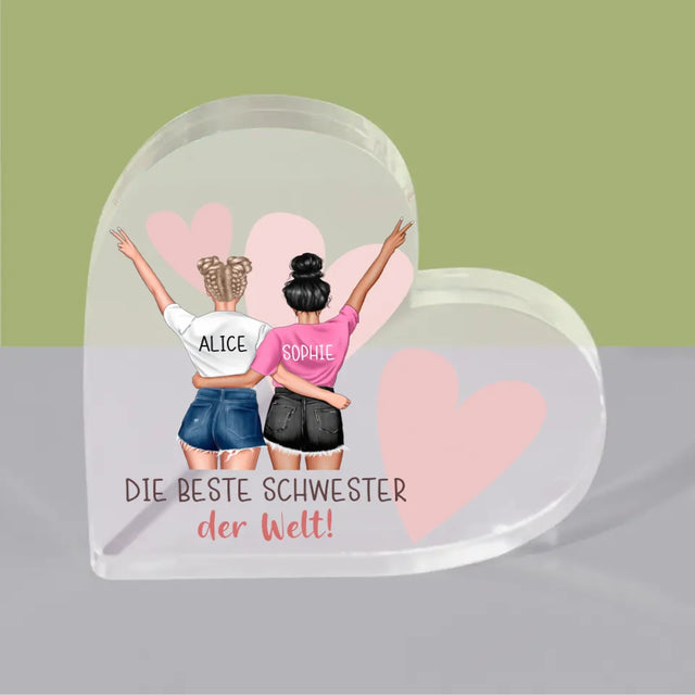 Avatar Creator: Beste Schwester Der Welt - Acrylblock Herz