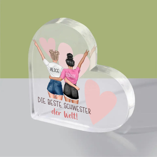 Avatar Creator: Beste Schwester Der Welt - Acrylblock Herz