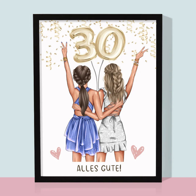 Avatar Creator: Freundinnen 30. Geburtstag - Druck Mit Rahmen 30X40