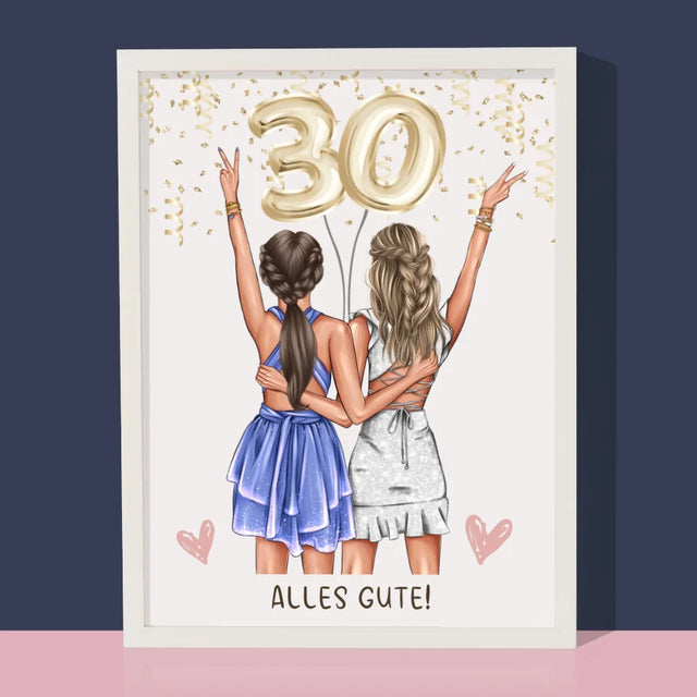 Avatar Creator: Freundinnen 30. Geburtstag - Druck Mit Rahmen 30X40