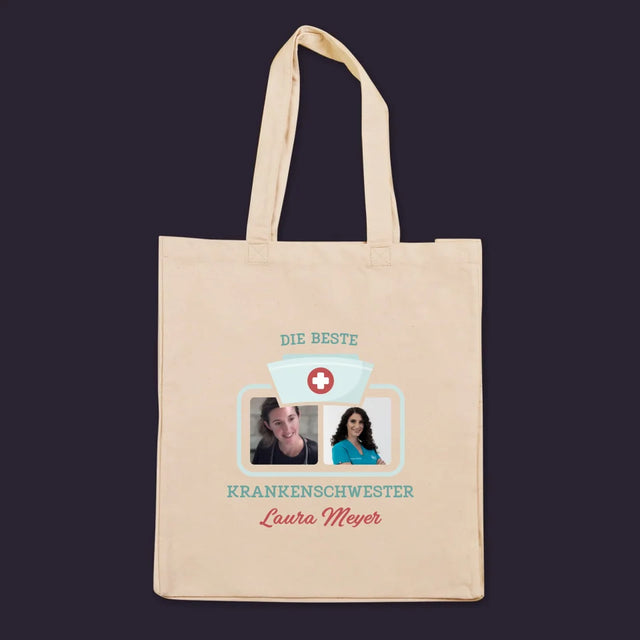 Fotocollage: Beste Krankenschwester - Stofftasche