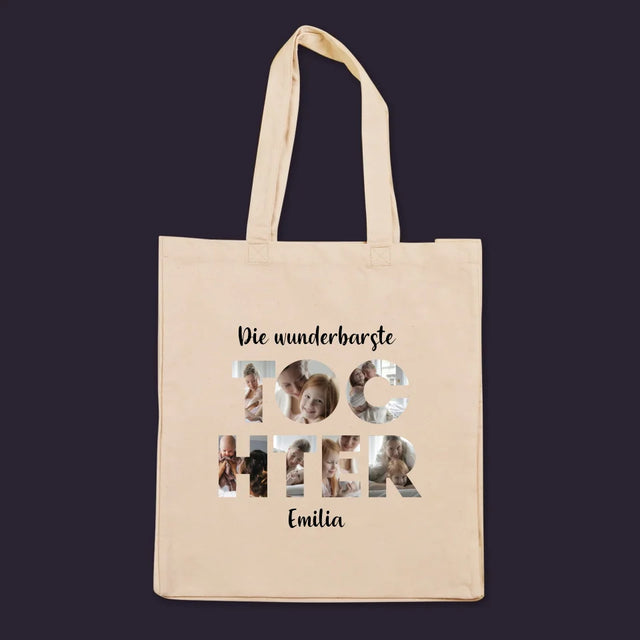 Buchstaben-Collage: Tochter - Stofftasche