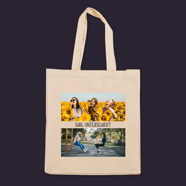 Fotocollage: 2 Fotos Und Unterschrift - Stofftasche