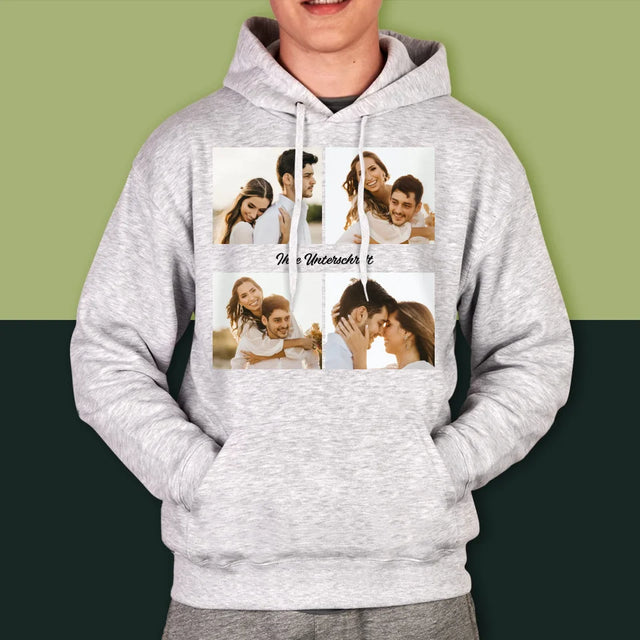 Fotocollage: 4 Fotos Und Unterschrift - Kapuzenpullover Für Herren