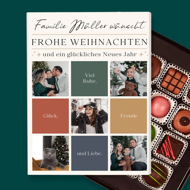 Fotocollage: Frohe Weihnachten Glückwünsche - Pralinen