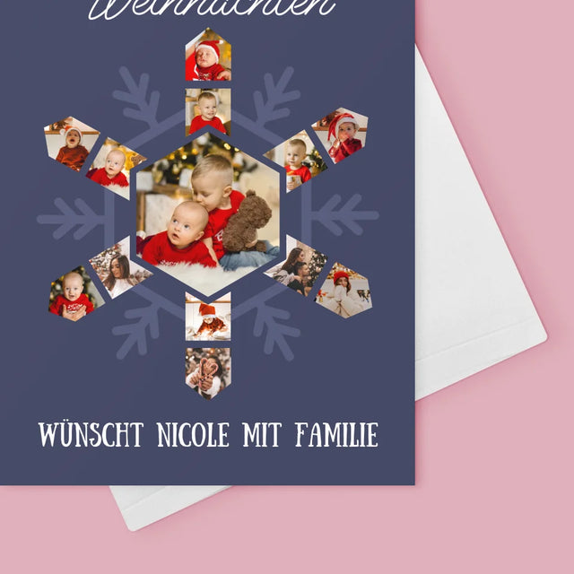 Form-Collage: Schneeflocke - Glückwunschkarte