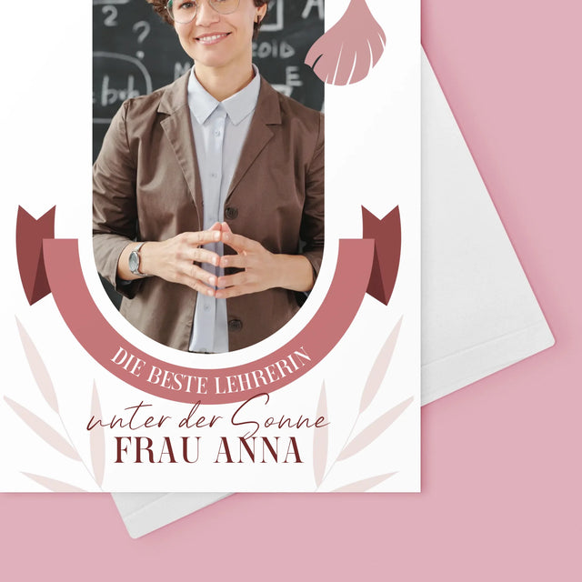 Foto Und Unterschrift: Die Beste Lehrerin Unter Der Sonne - Glückwunschkarte
