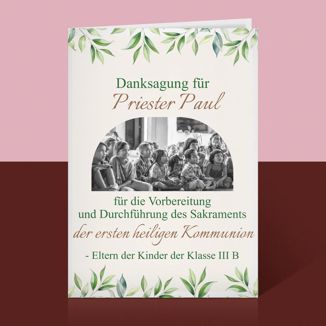 Foto Und Unterschrift: Dank An Den Priester-Kommunion - Glückwunschkarte