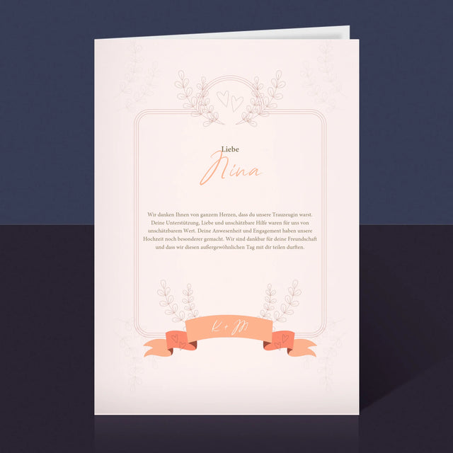 Name Und Unterschrift: Dank An Die Trauzeugin - Glückwunschkarte