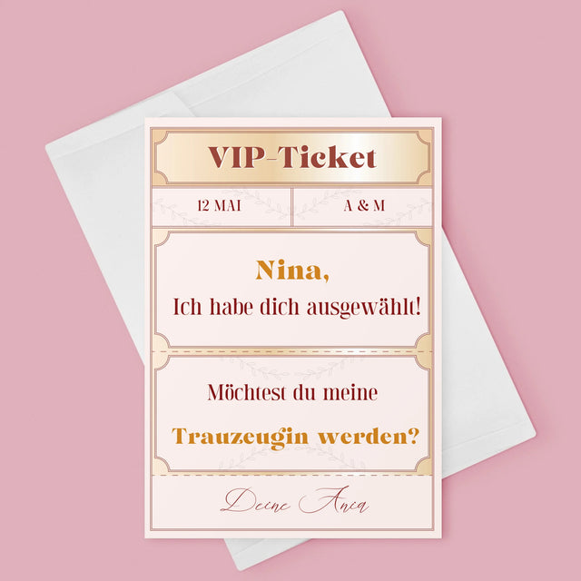 Name Und Unterschrift: Vip-Ticket- Trauzeugin - Glückwunschkarte