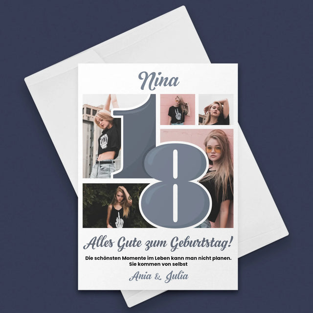 Fotocollage: 18 - Schönsten Momente - Glückwunschkarte