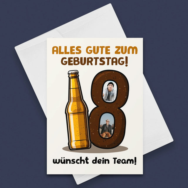 Fotocollage: 18 Bier - Glückwunschkarte