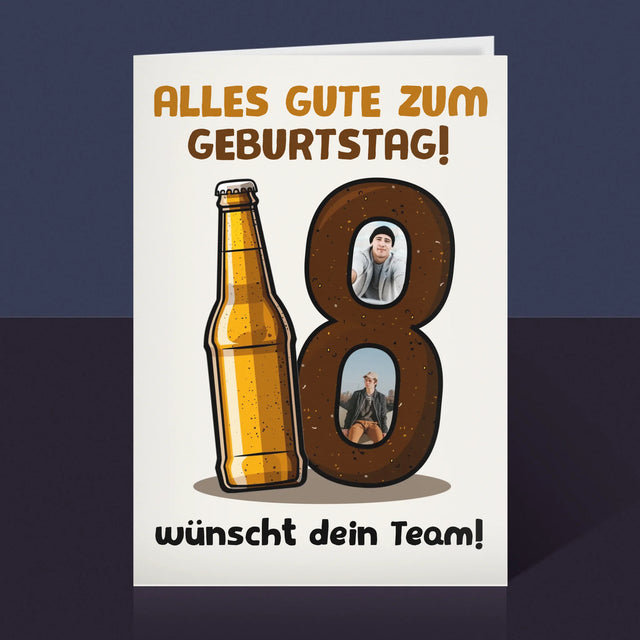 Fotocollage: 18 Bier - Glückwunschkarte