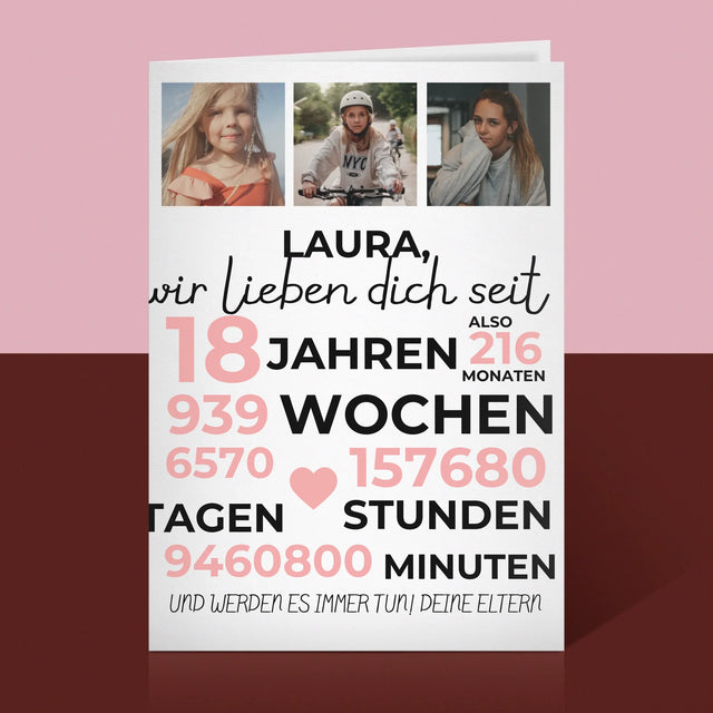 Fotocollage: Wir Lieben Dich Seit 18 Jahren - Glückwunschkarte