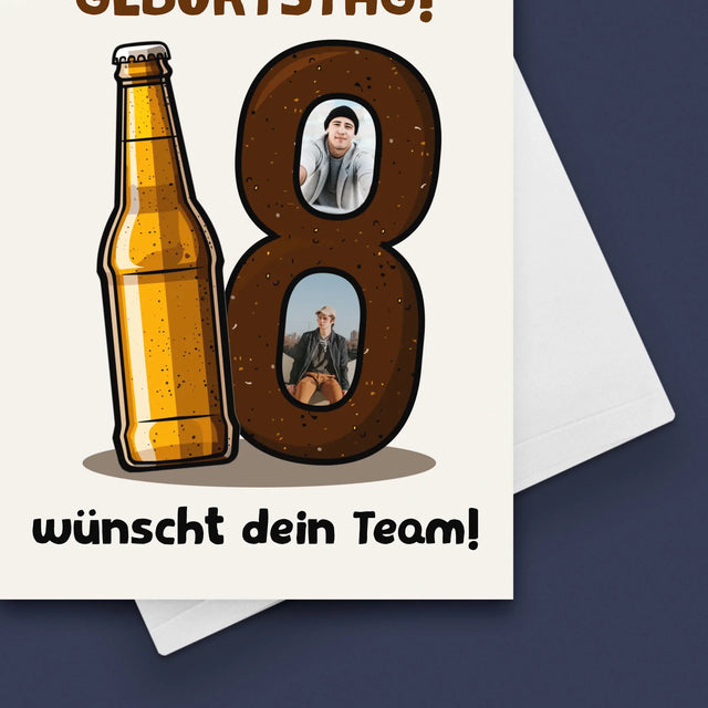 Fotocollage: 18 Bier - Glückwunschkarte
