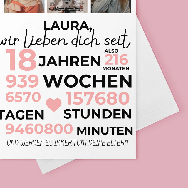 Fotocollage: Wir Lieben Dich Seit 18 Jahren - Glückwunschkarte