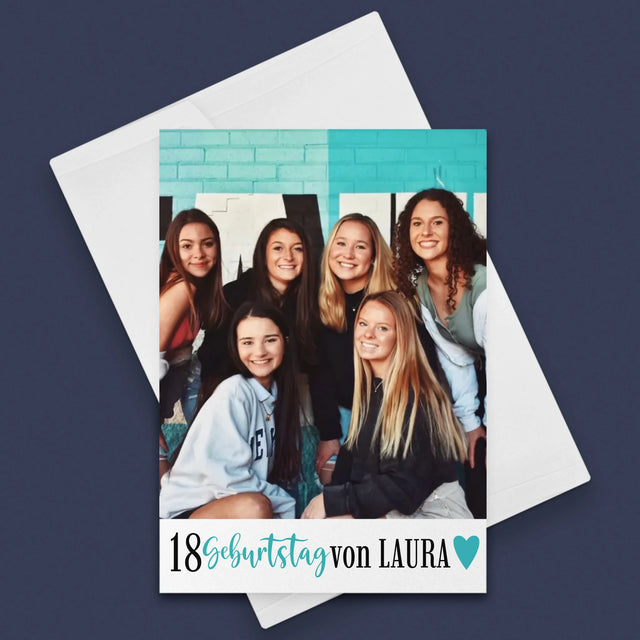 Foto Und Unterschrift: 18. Geburtstag-Erinnerung - Glückwunschkarte