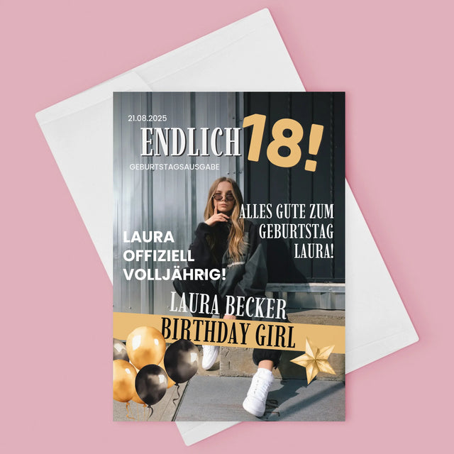 Magazin-Cover: Endlich 18 - Glückwunschkarte
