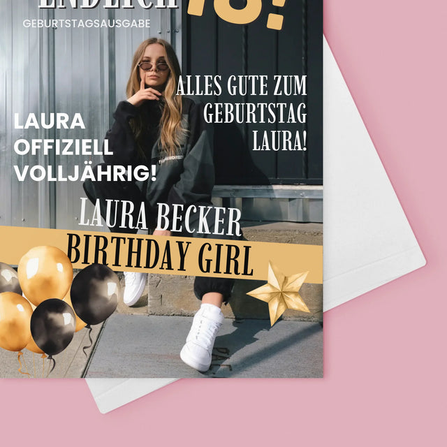 Magazin-Cover: Endlich 18 - Glückwunschkarte