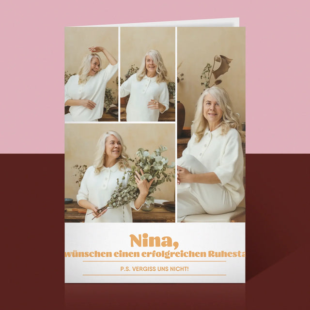 Fotocollage: Erfolgreicher Ruhestand - Glückwunschkarte