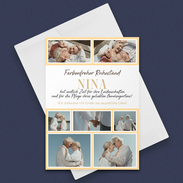 Fotocollage: Farbenfroher Ruhestand - Glückwunschkarte
