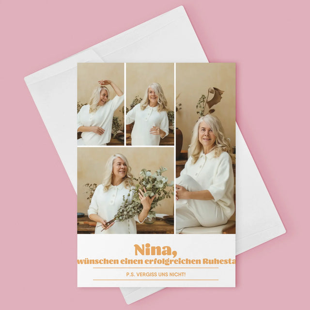 Fotocollage: Erfolgreicher Ruhestand - Glückwunschkarte