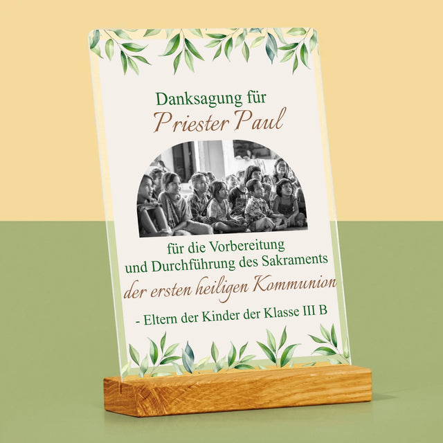 Foto Und Unterschrift: Dank An Den Priester-Kommunion - Druck Auf Acrylglas