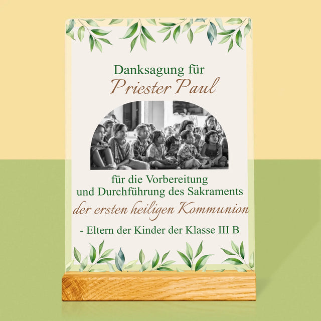 Foto Und Unterschrift: Dank An Den Priester-Kommunion - Druck Auf Acrylglas