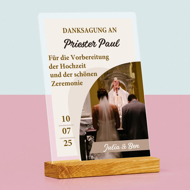 Foto Und Unterschrift: Danksagung Für Den Priester - Hochzeit - Druck Auf Acrylglas