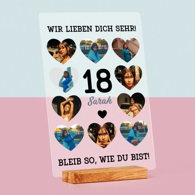 Fotocollage: 18 Herzen - Druck Auf Acrylglas