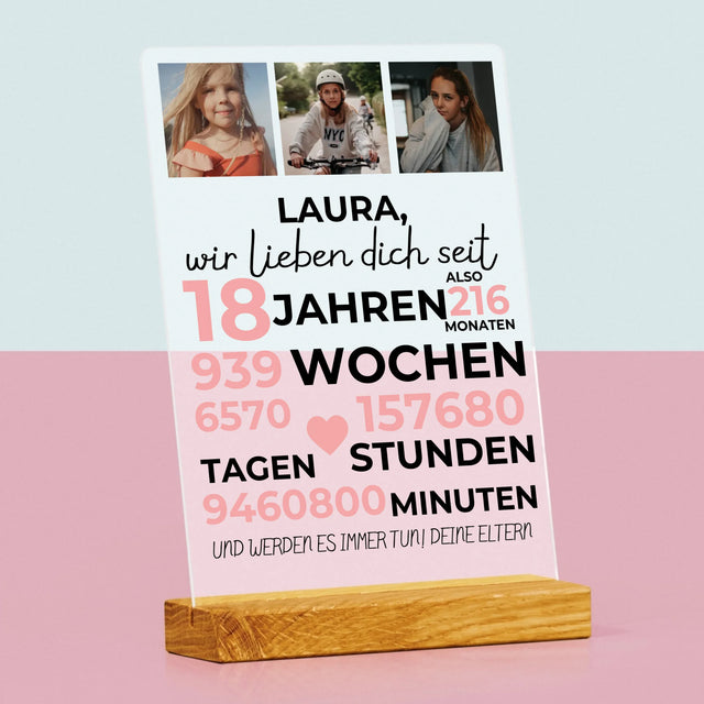 Fotocollage: Wir Lieben Dich Seit 18 Jahren - Druck Auf Acrylglas