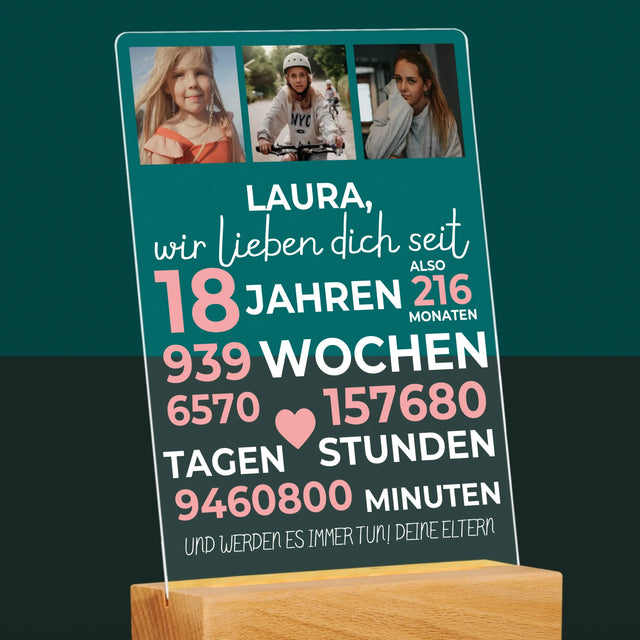 Fotocollage: Wir Lieben Dich Seit 18 Jahren - Druck Auf Acrylglas